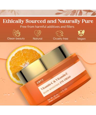 Envy Vitamin C & E Under Eye Cream | Brightening & Anti-Aging for Dark Circles & Puffiness | Korean Cruelty-Free Skin Care - 1.01 OZ - Buy Online on GoSupps.com