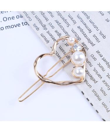 Aneneiceera Love Hair Clip Gold Crystal Hair Barrette One word Clip Hollow Out Heart Hair Pin Pearl Headpieces Decorative Hair Pins Headwear Bride Hair Accessories for Women and Girls(Love) - Buy Online on GoSupps.com