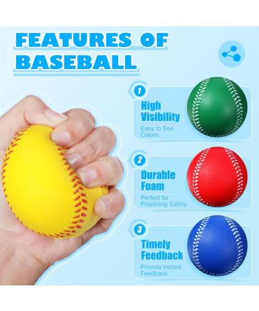 Jerify 12 Pack Foam Training Baseballs - 9 Inch Soft Baseballs for Kids and Teenagers - Practice Balls in Red, Blue, Green, Yellow - Buy Online on GoSupps.com