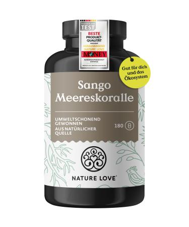 Nature Love Sango Meereskorall - 180 capsules - natural source for calcium (20%) and magnesium (10%) in the body's own ratio of 2: 1 - laboratory test and produced in Germany. - Buy Online on GoSupps.com