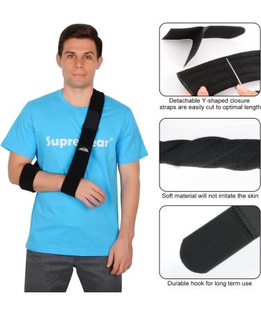 SupreGear Adjustable Arm Sling - Lightweight Shoulder Immobilizer for Comfort & Support - 71 inch (Black) - Buy Online on GoSupps.com