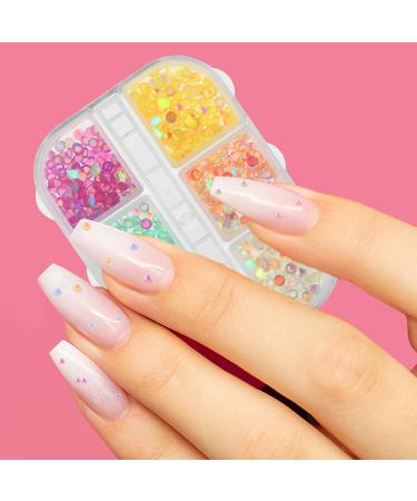 WLLHYF Nail Art Rhinestones Set - 6 Grids for Nails Design, 3D Diamond Beads Gems for DIY Nail Crafts - Buy Online on GoSupps.com