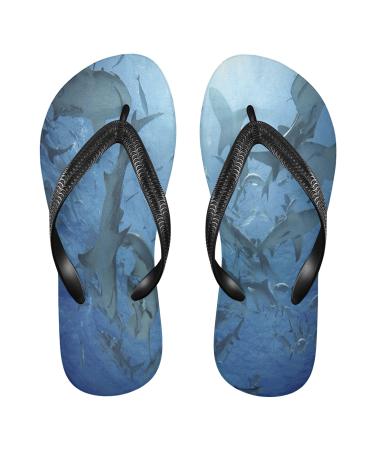 Mnsruu Shark Fish Ocean Flip Flops Flip Sandals slippers hotel spa bedroom travel L for men and women medium multi -colored