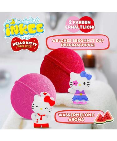 INKEE Hello Kitty 5 x Bath Bombs for Kids with Surprise 5 x Hello Kitty Figures to Collect 5 x 80g Bath Balls with Watermelon - Buy Online on GoSupps.com