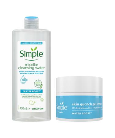 Simple Water Boost Hydrating Micellar Water Soothing Makeup Remover For Dry and Sensitive Skin 400 ml & Simple Water Boost Skin Quench Gel Face Cream 50 ml