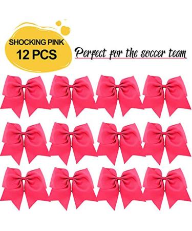 CEELGON 8 Large Pink Cheer Bows Ponytail Holders - Set of 12 | Grosgrain Ribbon Hair Ties for Teens, Women, Girls | Ideal for Cheerleaders and Sports - Buy Online on GoSupps.com