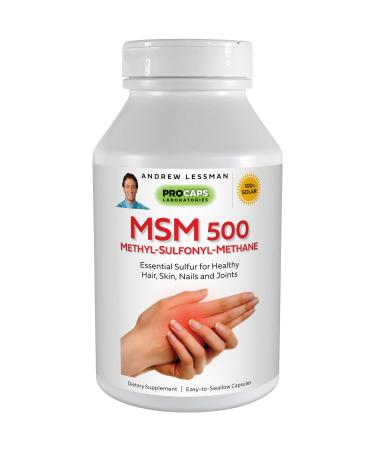Andrew Lessman MSM 500 Methyl-Sulfonyl-Methane 180 Capsules Highly Concentrated Source of Organic Sulfur. Supports Healthy Structure and Function of Joints, Skin, Nails and Hair. No Additives 180 Count (Pack of 1)