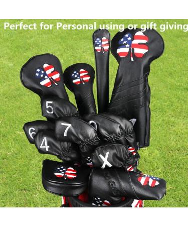 Craftsman Golf 11pcs USA Flag Clover Leather Iron Headcovers - Customizable with Your Name - Buy Online on GoSupps.com