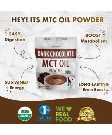 Opportuniteas MCT Oil Powder Dark Chocolate 6 oz - Keto Creamer for Coffee, Tea, Drinks & Smoothies - Boost Energy & Mental Focus - Ketogenic Diet Supplement - Gluten Free & Non-GMO - Buy Online on GoSupps.com