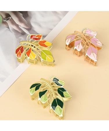 Yonchic 3-Piece Floral Metal Hair Clips for Thin/Medium Thick Hair - Elegant Barrettes with Strong Hold and Non-Slip Design - 3-Color Leaves - Buy Online on GoSupps.com