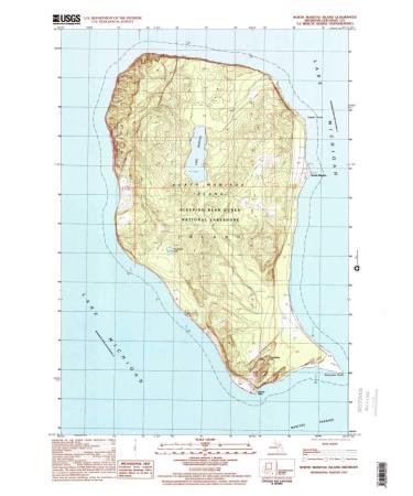 YellowMaps North Manitou Island MI topo map, 1:24000 Scale, 7.5 X 7.5 Minute, Historical, 1997, Updated 2000, 27.9 x 20.8 in Regular Paper