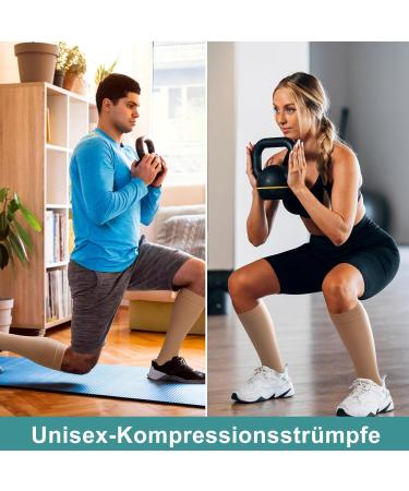 Evolyline Medical Compression Stockings for Men & Women | 20-30 mmHg Class 2 Thrombosis & Flight Socks | Support for Varicose Veins & Ankle | Beige M - Buy Online on GoSupps.com