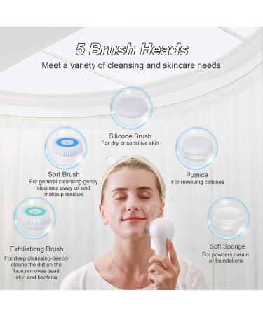 FreeBreath Facial Cleansing Brush - IPX7 Waterproof Face Scrubber with 3 Speed Modes | 5 Brush Heads for Cleansing and Exfoliating | Removes Blackheads | Fully Rechargeable | Fresh Green - Buy Online on GoSupps.com
