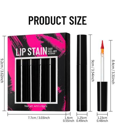 Removable Lip Paint Makeup Lip Lacquer Removable 6 Pieces Long Lasting Intensely Pigmented for Women Girls Family and Friends - Buy Online on GoSupps.com