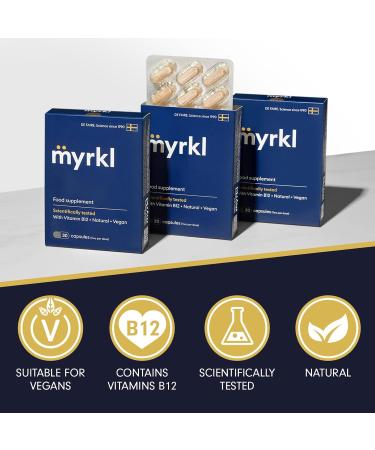 Myrkl Vitamin B12 Capsules - Reduce Fatigue & Boost Energy | Probiotics, L-Cysteine, Vegan | 30 Natural Capsules - Buy Online on GoSupps.com