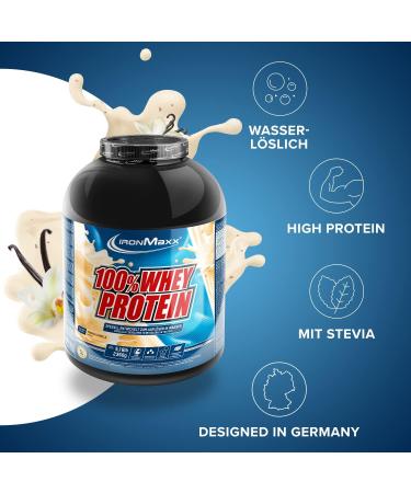 Ironmaxx 100% Whey Protein Powder - French Vanilla 2.35kg | Low Sugar Water-Soluble Multiple Flavors Available - Optimize Your Fitness - Buy Online on GoSupps.com