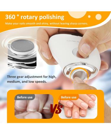 2 in 1 Electric Nail Clipper 3 Speeds Levels Automatic Nail Trimmer with LED Light and Nail Scraps Storage USB Rechargeable Portable Safety Electric Fingernail Cutter for Adult Kids Elders(White) - Buy Online on GoSupps.com