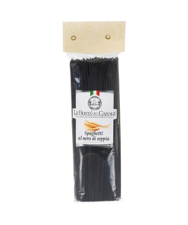 Premium Black Squid Ink Artisanal Spaghetti Pasta - 500g (1.1 lb) | Imported From Italy, Three Ingredients - The Finest Durum Semolina Wheat, Squid Ink, & Water, by Le Bonta' Del Casale