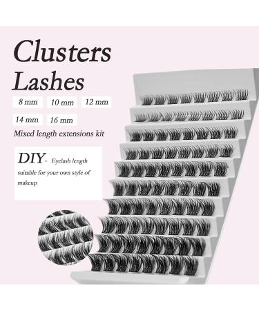 DIY Cat Eye Lashes Clusters - D Curl Individual Lash Extension Kit | Waterproof with Glue & Tweezers | ONXK - Perfect for Beginners - Buy Online on GoSupps.com