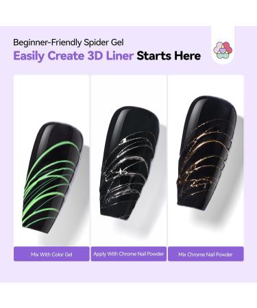  Saviland Saviland 5ml Clear Spider Gel with Gold and Silver Chrome Nail Powder - Buy Online on GoSupps.com