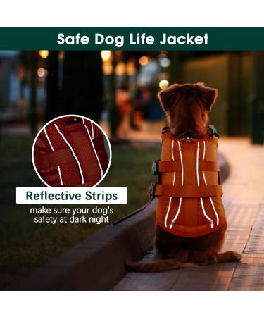 Kuoser Adjustable Ripstop Dog Lifeguard Vest for Small & Large Dogs - High Floating Capacity Pet Swimming Suits in XL Orange - Buy Online on GoSupps.com
