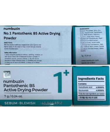 numbuzin No.1+ Pantothenic B5 Active Drying Powder - Acne Spot Treatment with Niacinamide & Madecassoside | Oil Control & Cystic Acne Relief | Korean Skincare - 0.24 oz - Buy Online on GoSupps.com