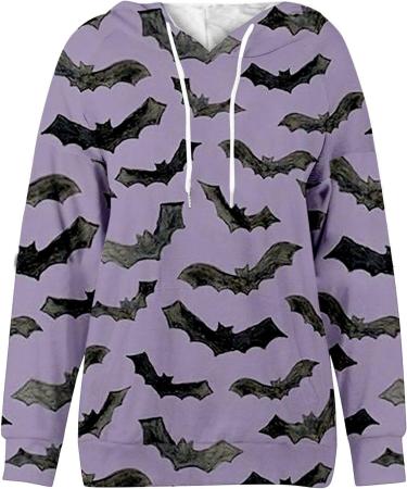 Halloween Costumes Casual Long Sleeved Drawstring Hooded Sweater Pullover for Women Hoodie Purple X-Large - Buy Online on GoSupps.com