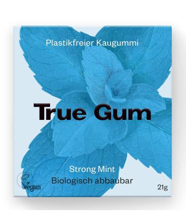 True Gum Strong Mint - Plastic-Free Biodegradable Vegan Chewing Gum (21g) | Eco-Friendly International Shipping - Buy Online on GoSupps.com