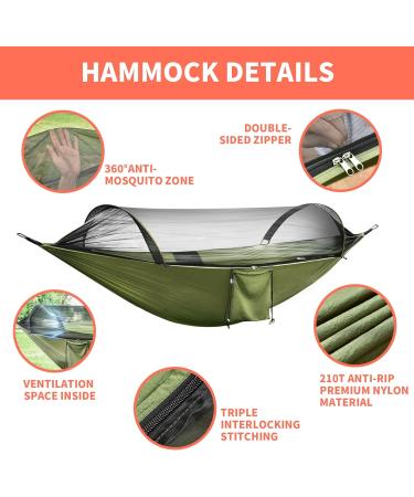 ELUTENG Camping Hammock with Mosquito Net - Lightweight 2 Person Pop-up Parachute Hammock for Outdoor Adventure - Buy Online on GoSupps.com