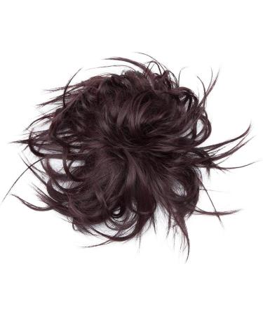 Synthetic Wavy Donut Hair Bun Chignon in Black Mix Wine Red | Updo Scrunchy Curly Hair Extension - Buy Online on GoSupps.com