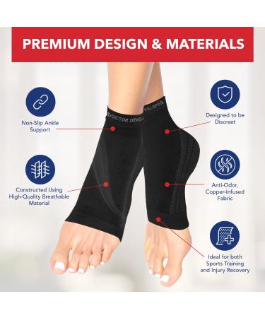 Doctor Developed Copper Ankle Compression Sleeves - Ankle Support for Women & Men - Plantar Fasciitis Sock - Ankle Support Brace for Achilles Tendonitis With Doctor Written Handbook (Black L) Black Large - Buy Online on GoSupps.com