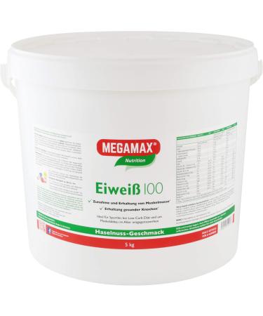 Megamax protein 100 hazelnut 5 kg |Molken protein + milk protein for muscle building diaet |2K protein ideal for baking |High quality low carb protein shake |Aspartam-free protein powder with amino acids hazelnut 5 kg (1 Pack)