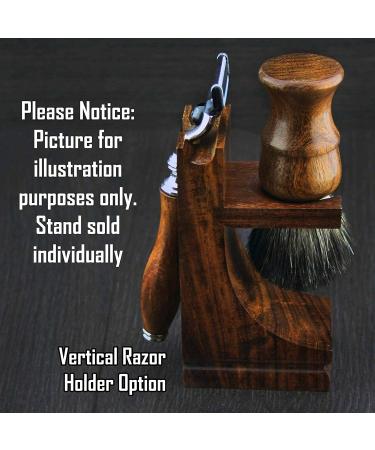 Premium Shaving Razor & Brush Stand - Walnut Finish | Universal Holder - Buy Online on GoSupps.com