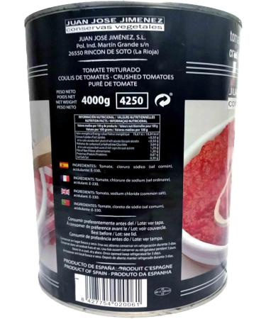 Sieved TOMATO SAUCE base tin 'Salsa de Tomate' - Gluten Free - Vegetarian - Vegan 4kg tin - Buy Online on GoSupps.com