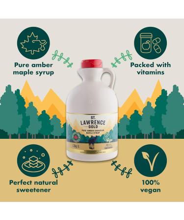 St Lawrence Gold 100% Pure Canadian Maple Syrup 1 Litre - Grade A Amber | Rich Caramel Butter Syrup | Gluten Free Vegan | Ideal for Pancakes, Waffles, Cooking, Glazing | Bulk Buy Standard 1 l - Buy Online on GoSupps.com