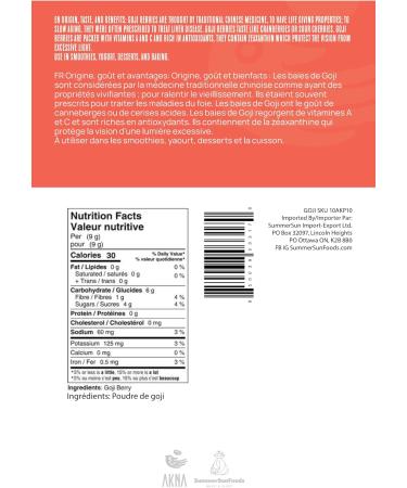 AKNA Organic Goji Powder 2 x 227g Resealable Bags - Buy Online on GoSupps.com