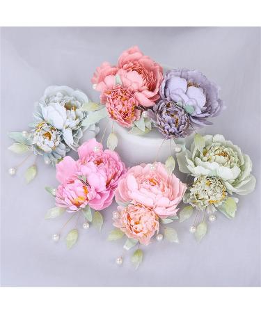 2 Pcs Pink Flower Hair Clip Wedding Bridal Bridesmaid Hairpin - Hanfu Party Decor - Buy Online on GoSupps.com