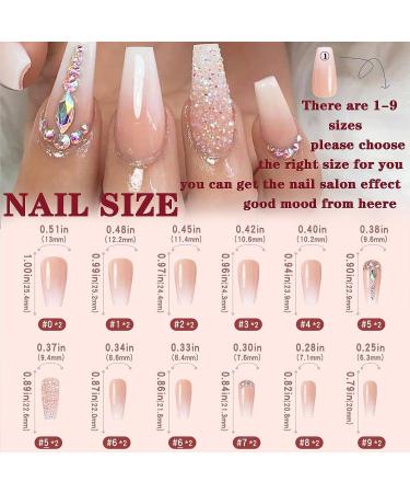Leuhiove Glitter Gradient Pink Ballerina Press on Nails - Luxurious Crystal Gem Design for Women and Girls - Buy Online on GoSupps.com