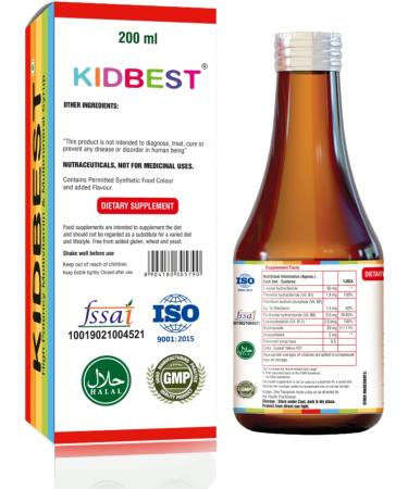 HealthBest Kidbest Appetite Stimulant Syrup for Kids 3-13 Yrs | 200ml Syrup - Buy Online on GoSupps.com