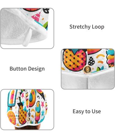 Colorful Tropical Fruit Ice Cream Hair Towel 2 Pack | Super Absorbent Quick Dry Hair Turbans for Women & Girls - Buy Online on GoSupps.com