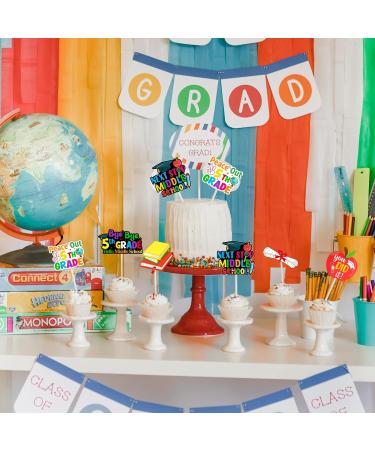 Fangleland 24 Pieces 5th Grade Graduate Cupcake Toppers 2024- Bye Bye 5th Grade Hello Middle School Graduation Decorations for Boys and Girls Next Stop Middle School Graduation Party Supplies - Buy Online on GoSupps.com