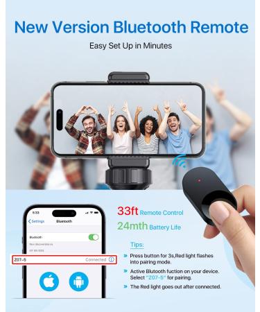 Andobil 62'' Tripod for iPhone | Wireless Remote | Extendable Cell Phone Stand | Lightweight Travel Tripod | Compatible with iPhone 13 Pro Max/12/11, Samsung S22/S21, Android, Camera, GoPro - Black - Buy Online on GoSupps.com