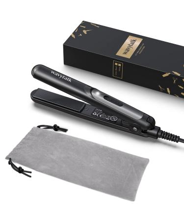Wavytalk Mini Hair Straightener Travel Flat Iron 0.7 Inch Mini Flat Iron for Short Thin Hair & Bangs Small Straightener Dual Voltage Black Graphite Black