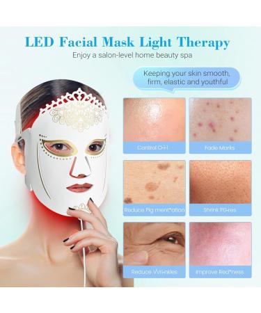 Infrared Red Light Therapy Mask - 7 Color LED Beauty Mask for Anti-Aging & Skincare | Silicone LED Facial Masks for Red & Blue Light Therapy - Buy Online on GoSupps.com