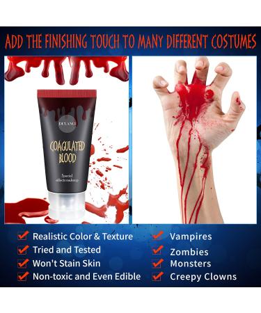 Halloween Fake Blood Makeup Kit - Edible Fake Blood Gel Spray & Coagulated Blood - Realistic SFX Makeup for Zombie Vampire & Monster Cosplay - International Shipping Available - Buy Online on GoSupps.com