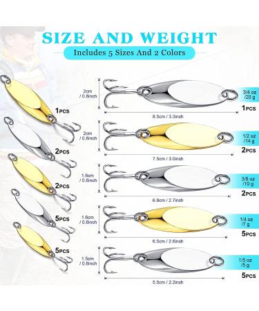 30 Pieces Fishing Spoons Lures  Treble Hooks Fishing Spoons Hard Metal Spoon Lures Spoons for Huge Distance Cast Saltwater Freshwater Fishing in 1/5 oz 1/4 oz 3/8 oz 1/2 oz 3/4 oz Gold Silver - Buy Online on GoSupps.com