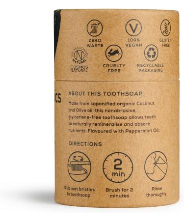 Georganics - Organic Whitening Toothpaste Soap - Natural Foaming Solid Toothpaste with Organic Virgin Coconut Oil and Olive Oil - Vegan SLS and Cruelty Free - Peppermint - 60ml - Buy Online on GoSupps.com