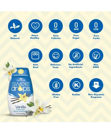 SweetLeaf Vanilla Stevia Drops - Sugar-Free Liquid Sweetener for Keto Coffee - 1.7 Fl Oz Each (Pack of 6) - Buy Online on GoSupps.com