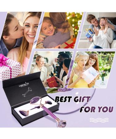 Canvalite Jade Roller - 100% Amethyst Face Massager for Puffiness Relief Anti-Aging & Skin Care | Reduce Wrinkles Dark Circles & Fine Lines - Buy Online on GoSupps.com