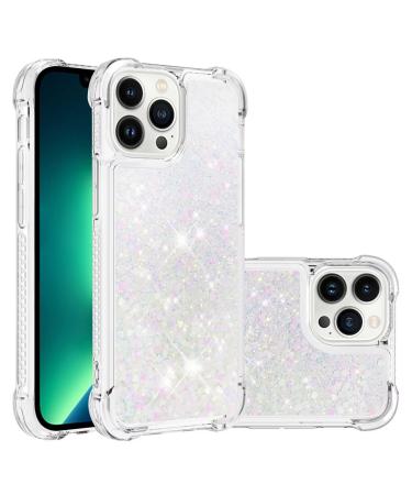 Tivenfezk nadoli glitter drive sand shell for iPhone 15 Pro max silicone shockproof cell phone case transparent TPU bumper protective cover liquid transparent quicksand case iPhone 15 per max white pink